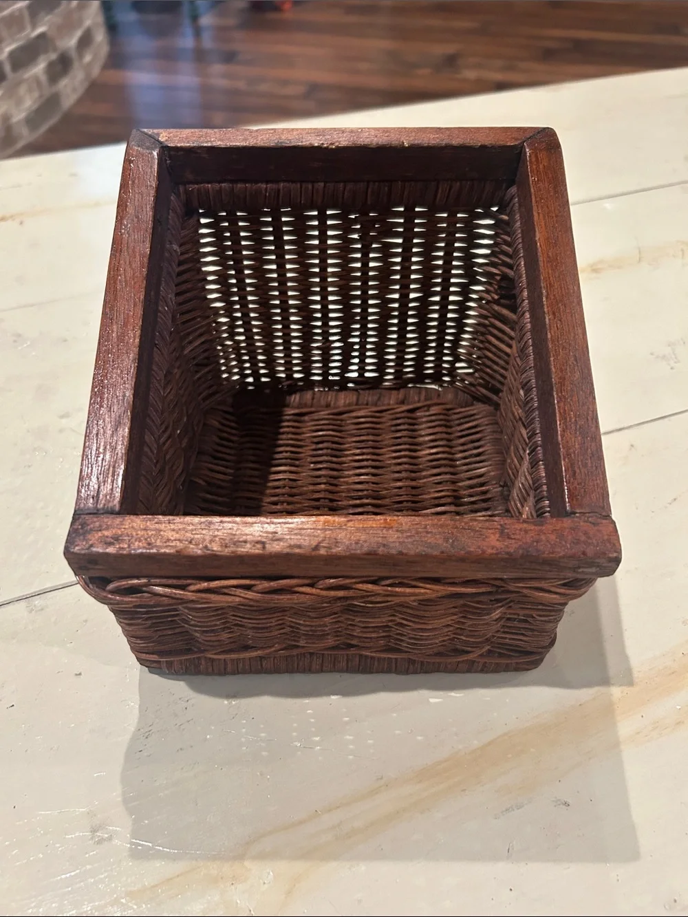 Vintage Brown Woven Square Storage Basket - Home Accents